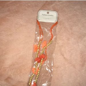 Orange beaded Boho necklace